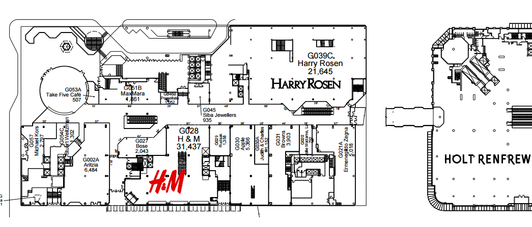 Click above for full Pacific Centre lease plan, via landlord&nbsp;Cadillac Fairview.