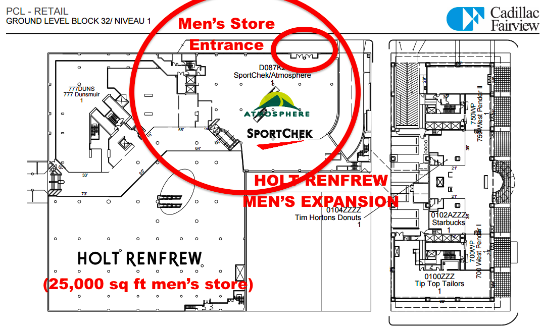 Lower-level lease plan, via Cadillac Fairview. Click image for full&nbsp;lease plan PDF.