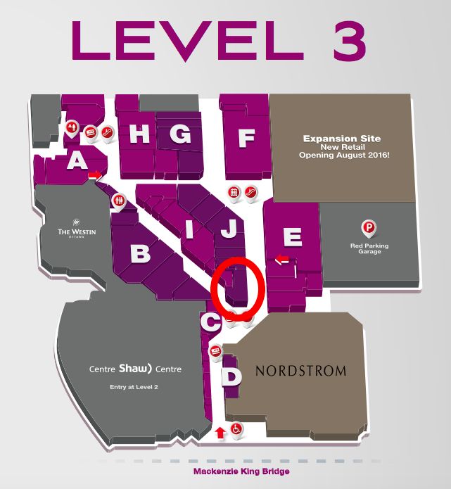 Map: Rideau Centre. Click image for full mall map PDF. 