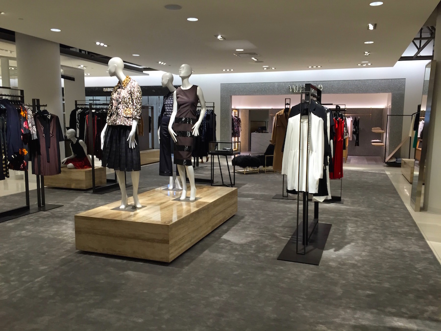 Designer 'Collectors' Department on 2 at Nordstrom Vancouver. Valentino and Saint Laurent shops visible. Photo: William Connor