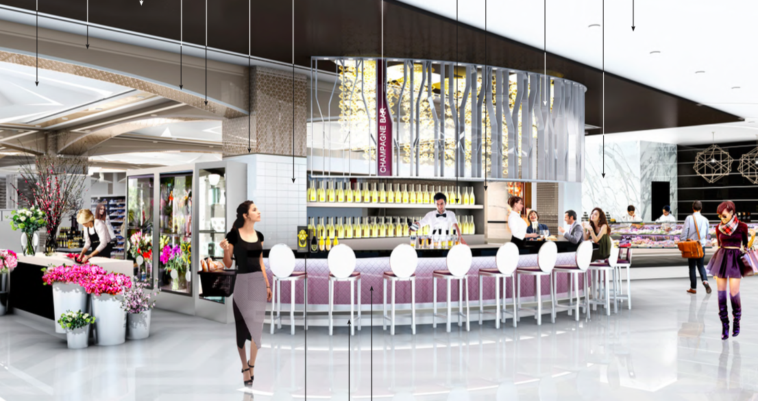 Sherway Champaign bar, lower level. Rendering: GH+A