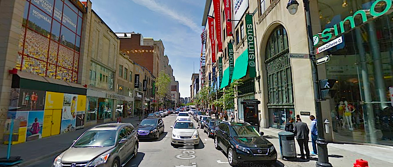 Saint Catherine Street West, Montreal. Photo: Google Street View screen capture