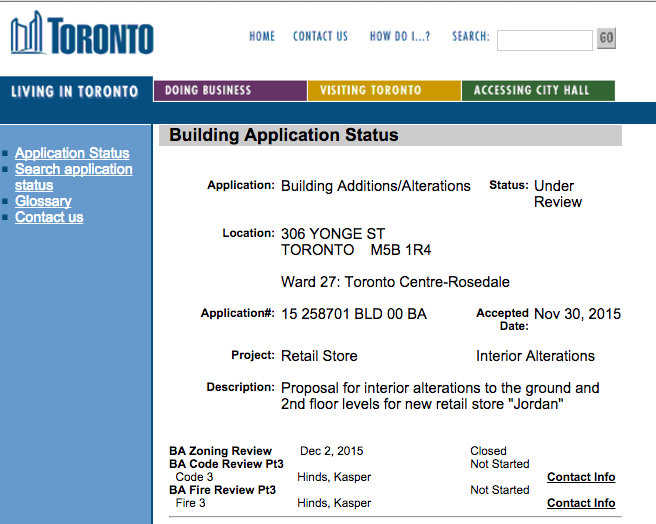 Click image above to access City of Toronto application