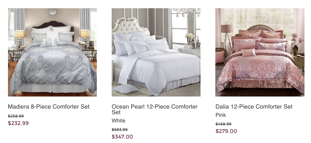 Bedding from Maple Harbour's website (screen capture)