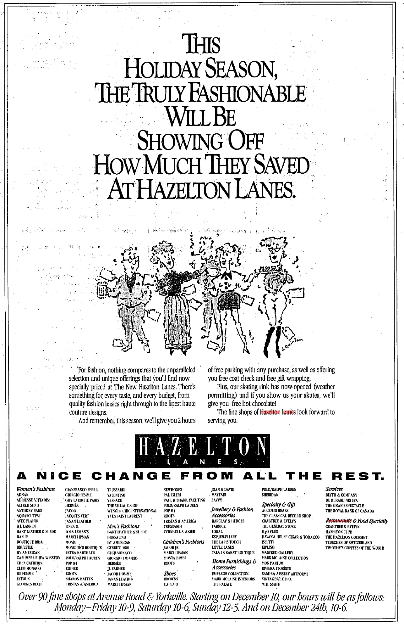1990 Hazelton Lanes ad via Skeezix , of Urban Toronto .