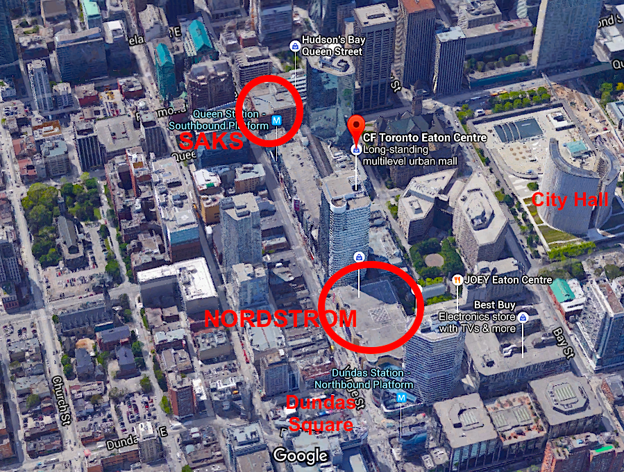 Looking south along Yonge Street. Click photo for interactive Google Map version
