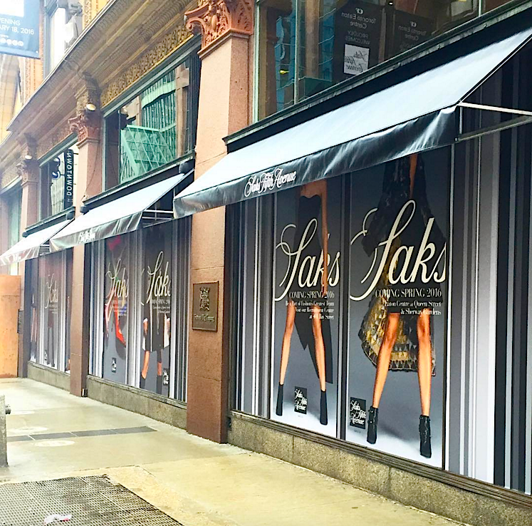 Awnings installed on the new Queen Street store. Photo: Saks via Instagram