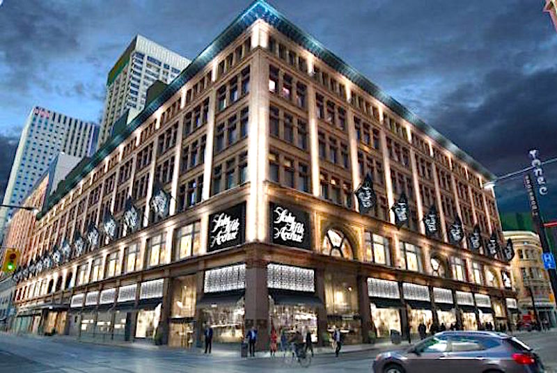 Saks Flagship as seen from the corner of Yonge and Richmond Streets. Rendering: Hudson's Bay Compay
