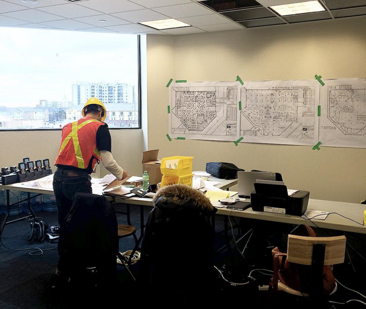 Inside the Sherway construction office. Photo: Saks, via Instagram