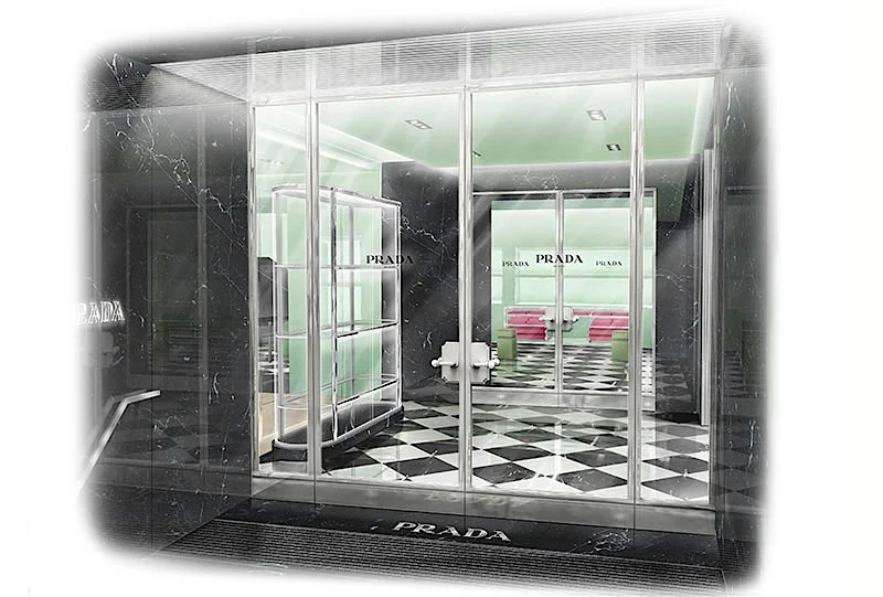 Rendering of the store's front entrance at 1098 Alberni Street. Prada will actually feature two ground floor entrances -- one for leather goods, the other for women's shoes. 