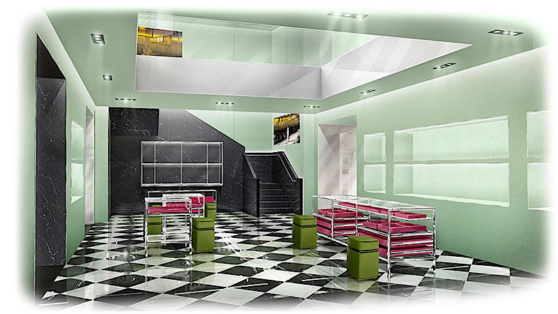 Black-and-white marble checkered flooring will be featured throughout much of the new Vancouver store. 