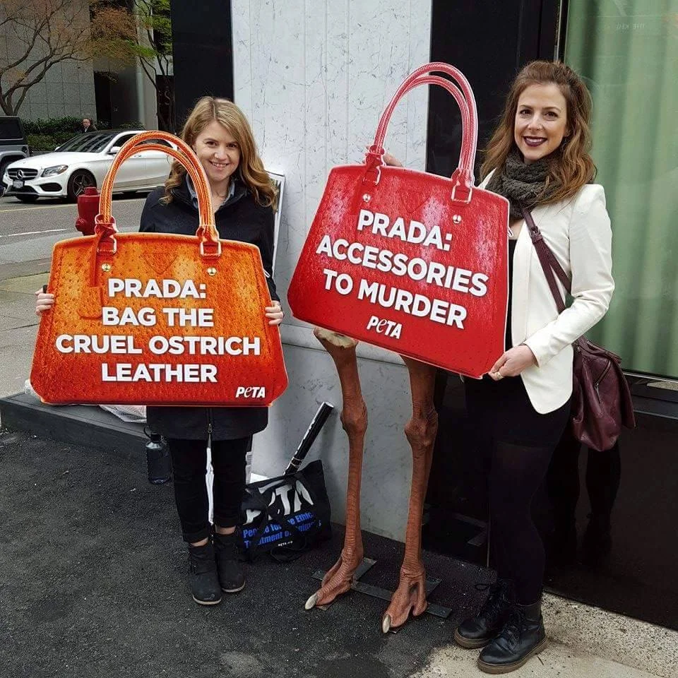 PETA protest outside of Prada. Photo: Helen Siwak of @Eco.Lux.Luv