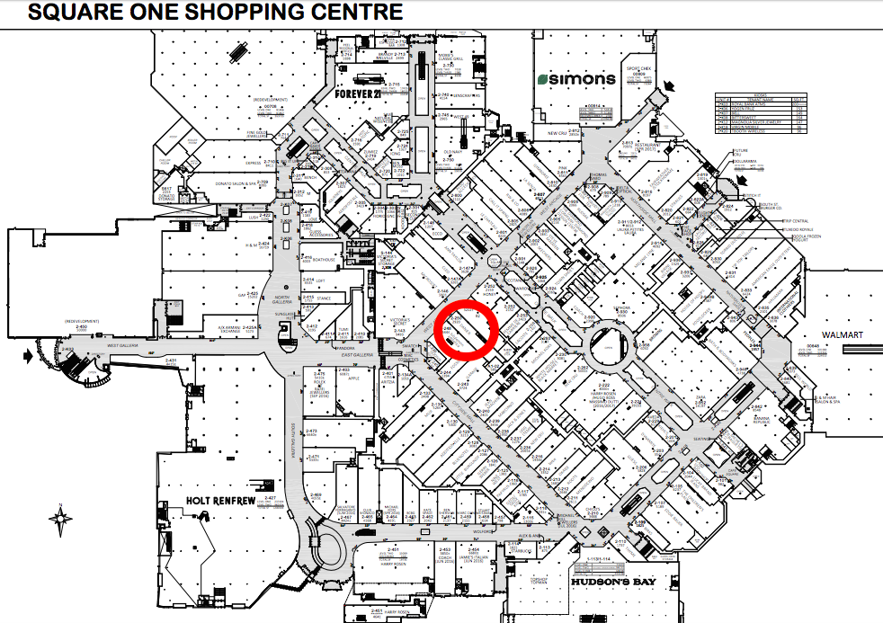 Click above or below for Square One PDF lease plan, via Oxford Properties.