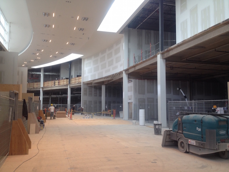 Looking north towards Uniqlo and Muji, which will both feature curved facades.&nbsp;