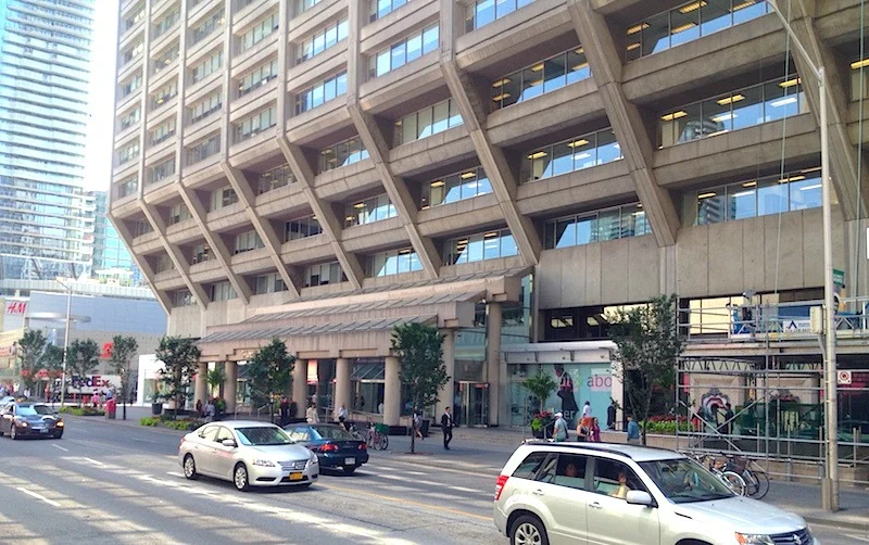 Manulife Centre, facing south from the corner of Bay Street and Bloor Street West.&nbsp;