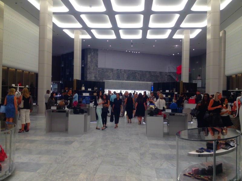 Looking into the accessories hall from the store's mall-facing entrance. 