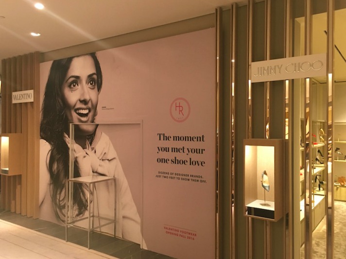 Valentino women's footwear boutique will open this fall, beside the store's Jimmy Choo salon. Photo: Chantal Mizerski, Retail Council of Canada.