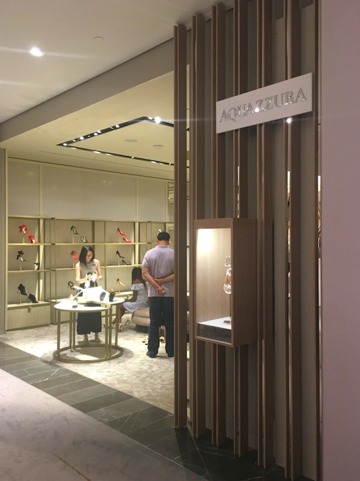 Jimmy Choo salon to the left, with the soon-to-open Aquazzura footwear boutique to the right. Photo: Chantal Mizerski, Retail Council of Canada.