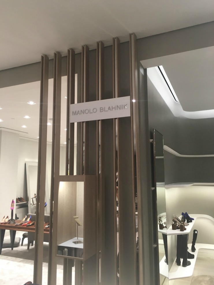 Manolo Blahnik shop-in-store to the left, Stuart Weitzman boutique to the right. Photo: Chantal Mizerski, Retail Council of Canada.