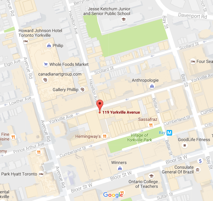 Click above for interactive Google Map of Toronto/Yorkville