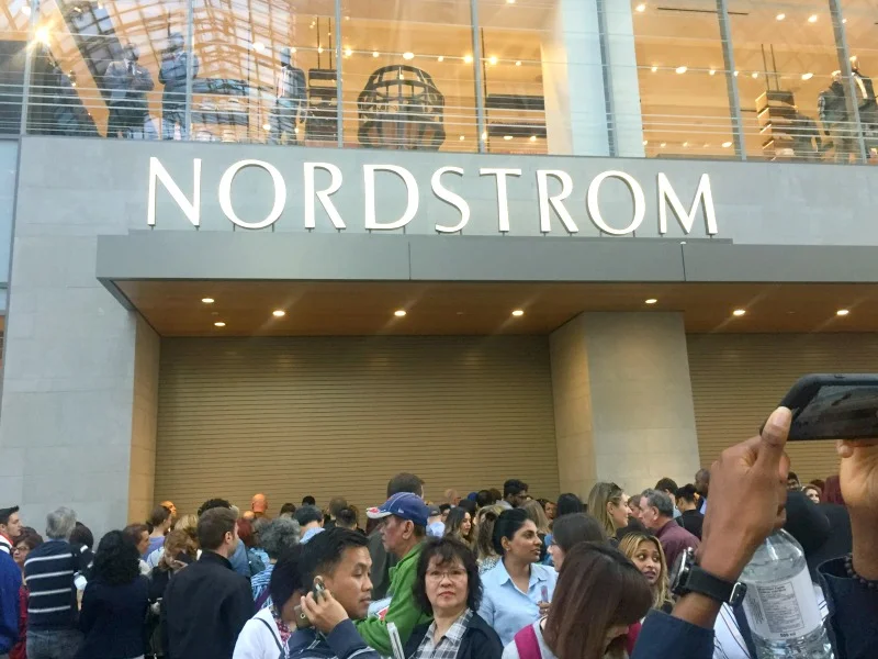 Crowds line up for the opening of the CF Toronto Eaton Centre Nordstrom store on Friday, September 16, 2016. Photo: Devon Johnson.&nbsp;