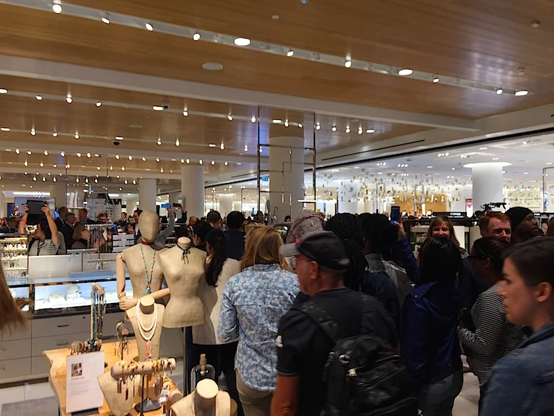 Shoppers move past the store's ground floor jewellery area. Photo: Devon Johnson.