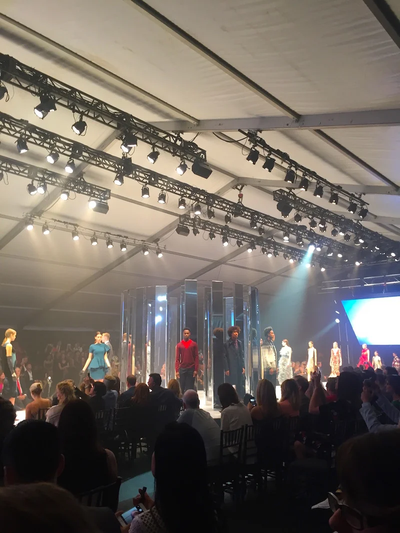 Fashion show inside the tent on Dundas Square.&nbsp;  Photo: Devon Johnson