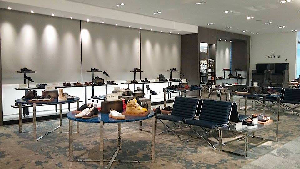 New men's footwear department, and shoe shine. Photo: Ritchie Po