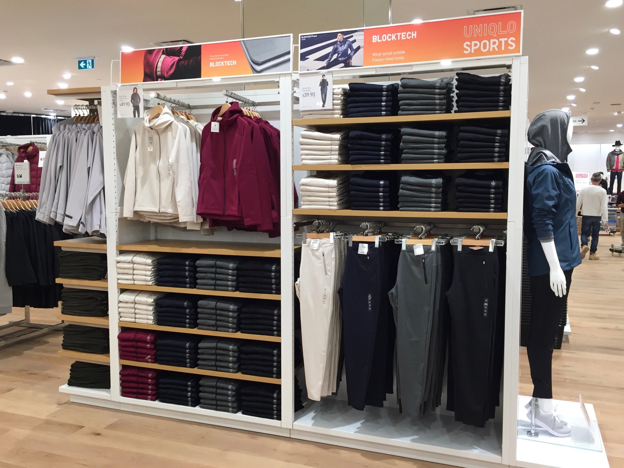 A variety of sportswear using Uniqlo's BlockTech fabric. Photo: Devon Johnson