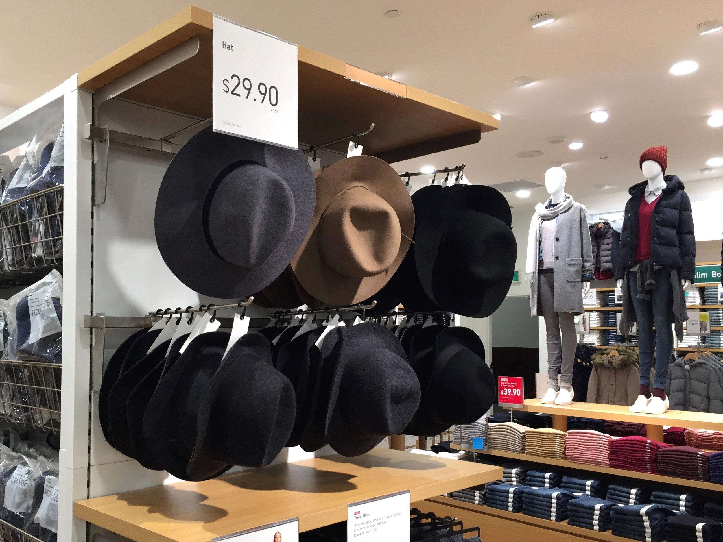 Hats, underwear, and socks are found on the second floor. Photo: Devon Johnson