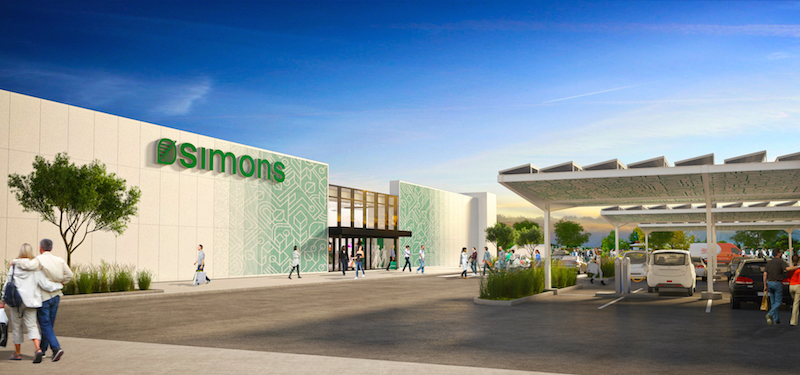 Simons/electric car spaces. Rendering: Simons