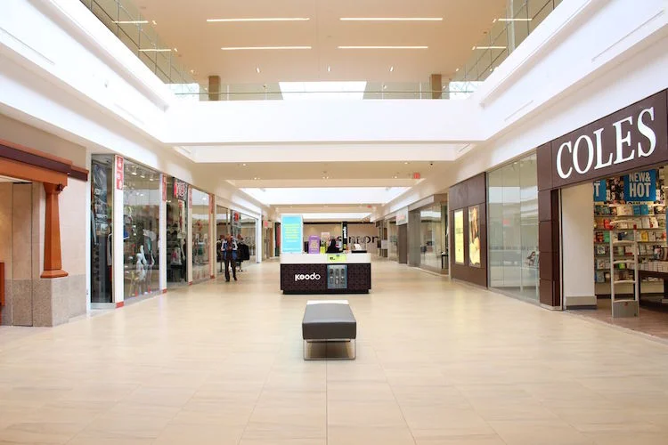 After: New bright, modern retail corridor at Londonderry shopping centre. Flooring is a durable porcelain that looks like sandstone.&nbsp;  Photo: 20 Vic Management Inc.