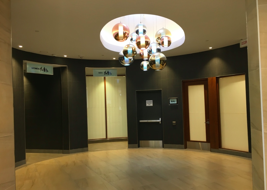 Impressive entryway to the mall's main washrooms. Photo: Christa Patterson