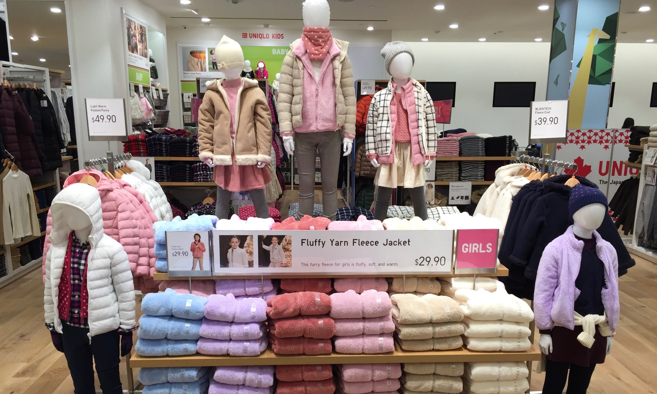 Flurry yarn fleece jackets for girls are found on the second floor