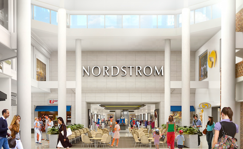 (Rendering of the mall entrance to Sherway's Nordstrom store, opening September 15, 2017)&nbsp;