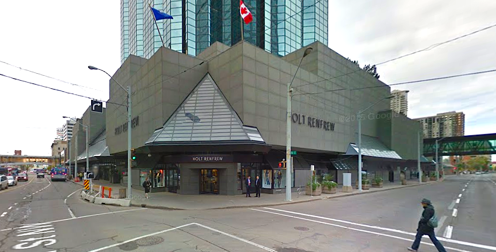 (Manulife Place retail podium, anchored by a ~35,000 square foot Holt Renfrew. Photo: Google Street View screen capture)&nbsp;