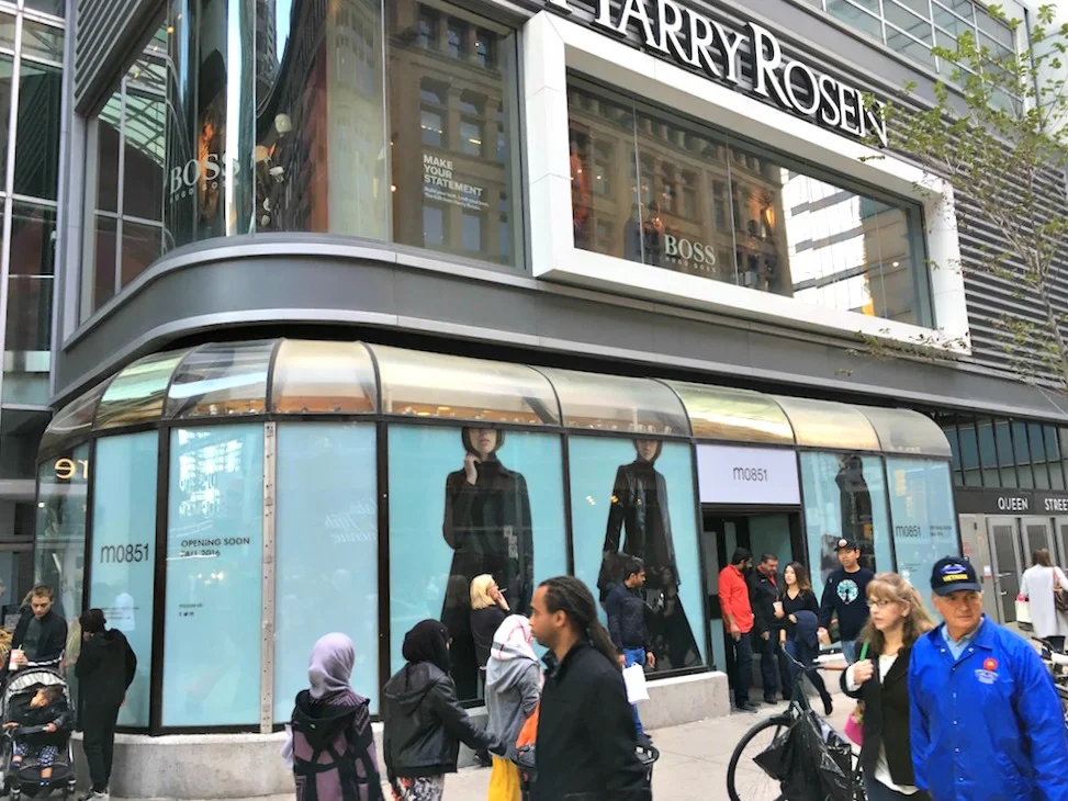 (Exterior of the new CF Toronto Eaton Centre store, on busy Queen Street West)&nbsp;