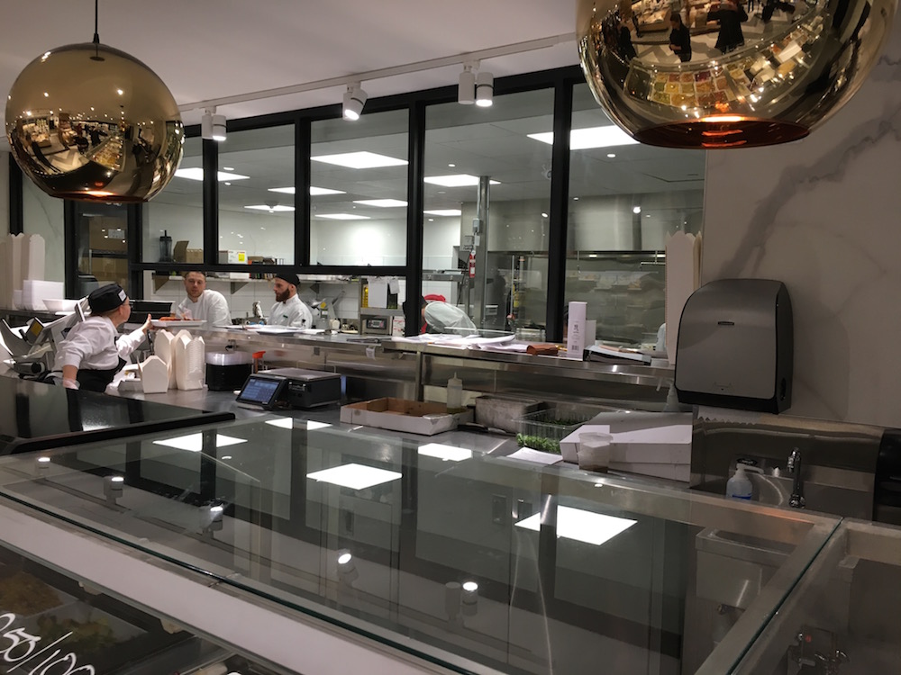 (Looking back towards the store's prep kitchen) 