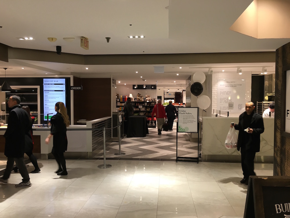 (Looking towards the Saks Food Hall from the TTC Queen station subway entrance)