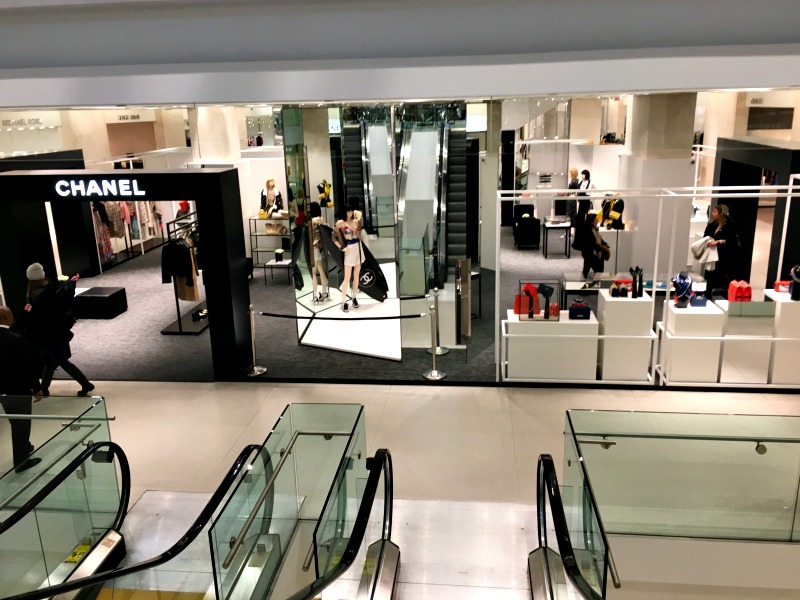 (Viewing the Chanel pop-up from the top of the escalators on the mezzanine shoe/restaurant floor) 