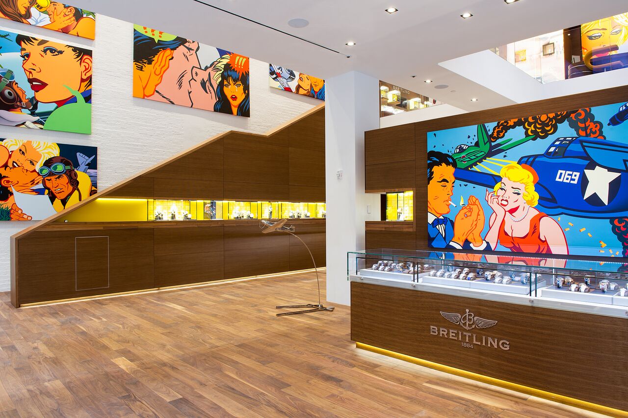 ( Kevin T. Kelly artwork at breitling in manhattan. photo Courtesy of Breitling SA, www.breitling.com