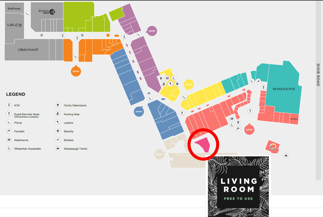 ('living room' circled in red. click image for interactive dixie mall map)&nbsp;