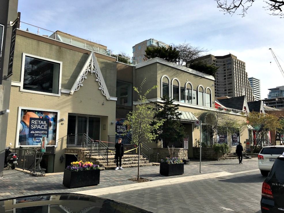 (two commercial units are getting a lot of attention from retailers. 87 Yorkville avenue offers about 4,800 square feet of space, while the space next to it measures about 1,300 square feet. Christian louboutin is the far right at 99 Yorkville avenue) 