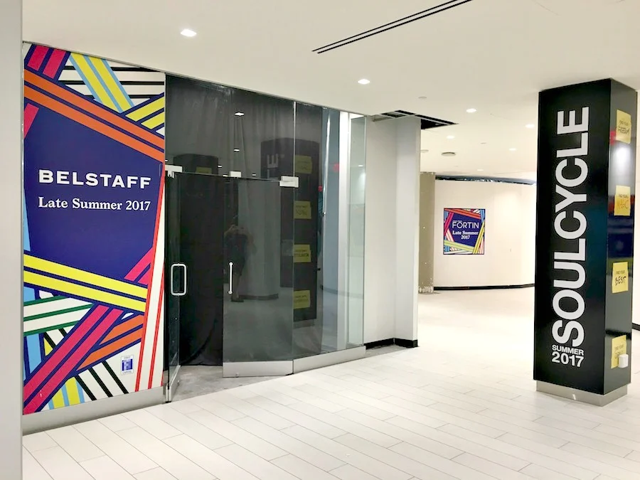 (looking into the new wing on the upper level, which will house belstaff, jP fortin shoes, soul cycle, palm lane, eleventy and other retailers) 