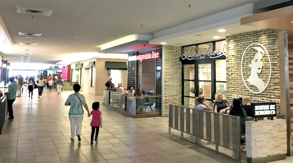 ('Restaurant lane' features a number of retail and restaurant locations, some with 'patios' in the front. the atmosphere is casual, yet upscale) 