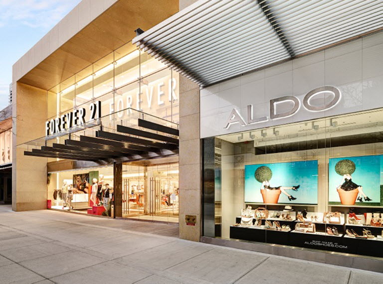 (Forever 21 and aldo on the 1000 block. Photo: Robson street bia) 