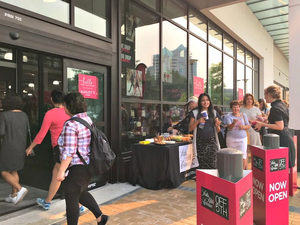 (shoppers head into the new park royal saks off 5th.&nbsp;Photo: Park Royal)&nbsp;