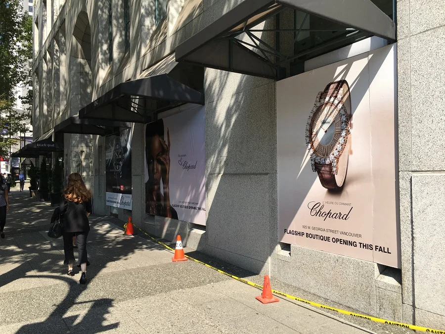 (Vancouver's 1st Chopard boutique will open this fall at 925 W. Georgia Street, replacing a gwc watch boutique. Photo: Lee Rivett) 