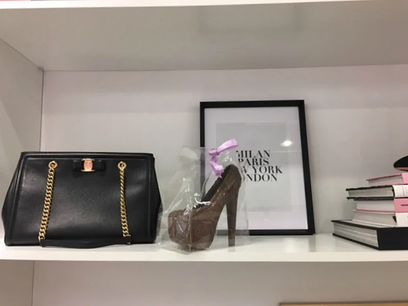 (leather ferragamo handbag and a moroco chocolate shoe. Photo: Craig Patterson)&nbsp;