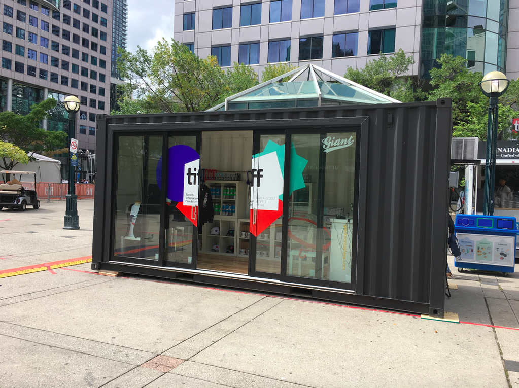 (Above and below: TIFF-branded mini-shop, just off King St. West. JC Williams Group was involved with its design and merchandising) 